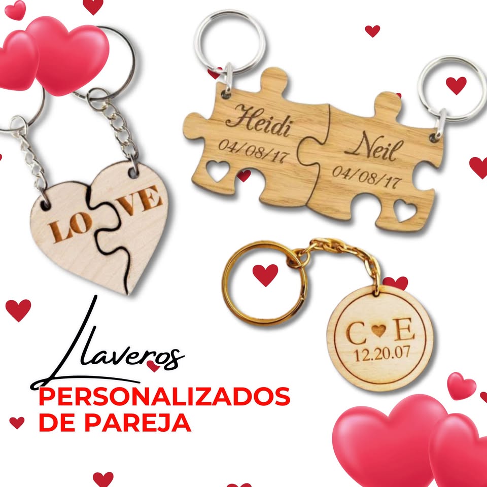 Llaveros personalizados de pareja - Llaveros románticos para San Valentín