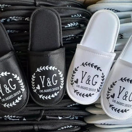 Personalized event slippers for birthdays, bachelorette and celebrations
