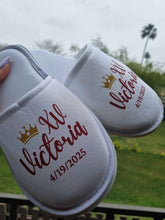 Load image into Gallery viewer, Slippers for XV, Sweet 16, bridal showers, and more