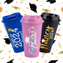 Load image into Gallery viewer, Vasos de plástico para graduación con diseño – Custom printed graduation plastic cups for events 🎉