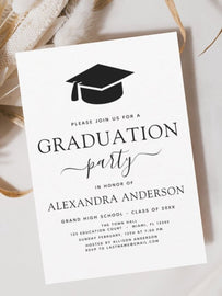 Graduation party invitation, printed or digital with custom design