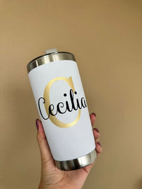 Custom YETI tumblers with name or logo, perfect for gifts