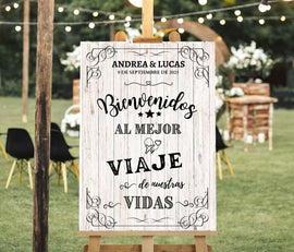 Wedding welcome sign, personalized entrance poster with names