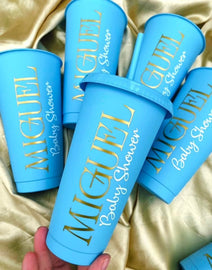 Baby shower cups with personalized name design