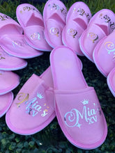 Load image into Gallery viewer, Custom slippers DTF wedding quinceañera baby shower gift