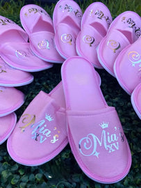 Custom slippers DTF wedding quinceañera baby shower gift