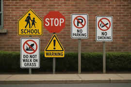 Warning signs on metal sheet or coroplast – ideal for outdoor spaces