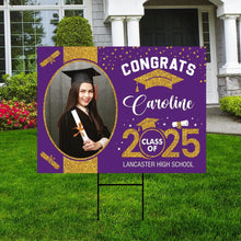 Load image into Gallery viewer, Graduation yard sign – customized with photo, name and graduation year
