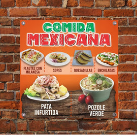 Personalized banners for food stands, restaurants or small shops