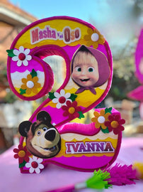Masha and the Bear piñata kids birthday party custom themed decor