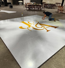 Custom floor wrap printed in full color for weddings, XV parties or events