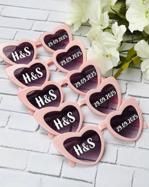 Custom sunglasses with name and date, perfect favors for weddings, parties, or any event