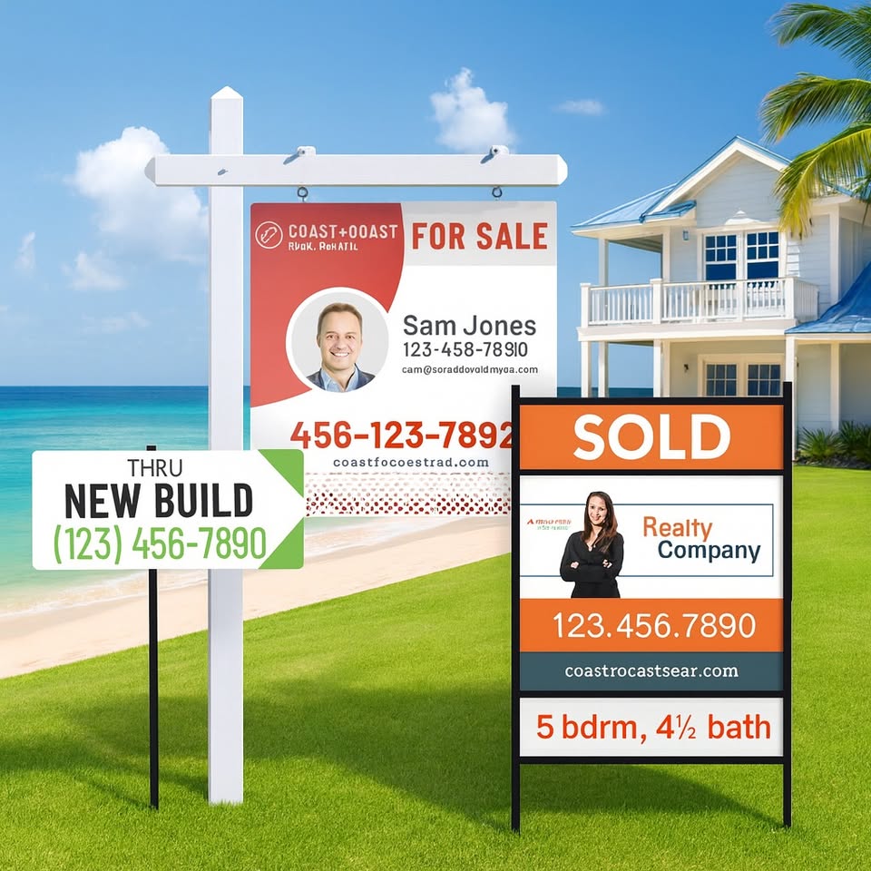 For sale custom iron realtor sign – letrero coroplas SE VENDE diseño especial 18x24