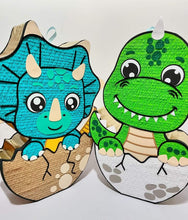 Load image into Gallery viewer, Piñata de dinosaurio 2D personalizada – Custom 2D dinosaur piñata for birthdays and parties