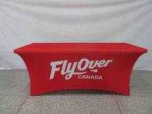 Load image into Gallery viewer, Personalized stretch spandex tablecloth for trade shows, events and special celebrations
