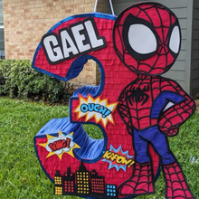 Load image into Gallery viewer, Piñata temática Spiderman 2D para niños – Spiderman 2D party piñata for kids and celebrations 🕷️