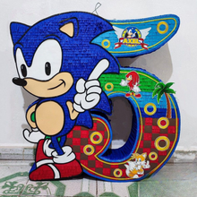 Load image into Gallery viewer, Piñata Sonic 2D con diseño único – Personalized Sonic 2D piñata for events and celebrations