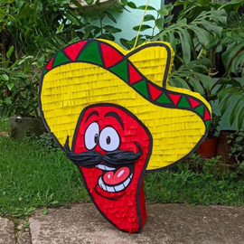 Pinata mexicana / Piñata 2D de Chile con Sombrero – Divertida para Fiestas Mexicanas